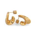 Swell Gold Stud Earrings by LAVANA, sculptural wave curve studs with high polish