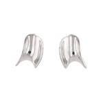 Swell Silver Stud Earrings by LAVANA, sculptural wave curve studs with high polish