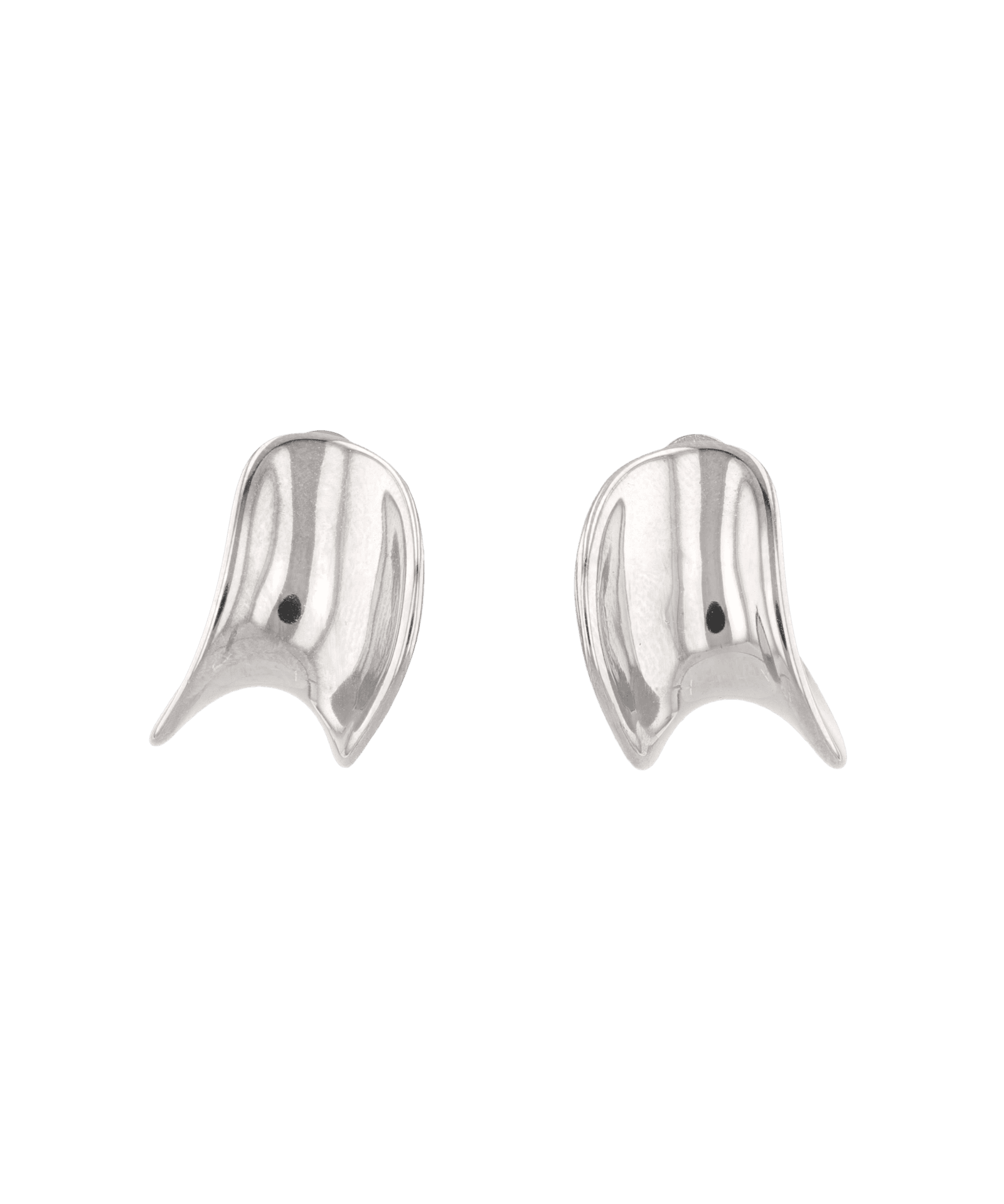 Swell Silver Stud Earrings by LAVANA, sculptural wave curve studs with high polish