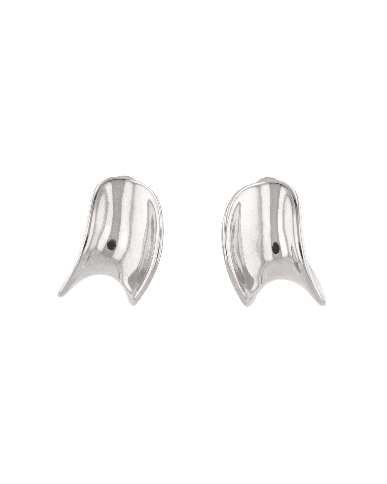 Swell Silver Stud Earrings by LAVANA, sculptural wave curve studs with high polish