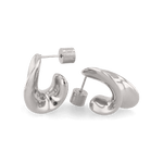 Swell Silver Stud Earrings by LAVANA, sculptural wave curve studs with high polish