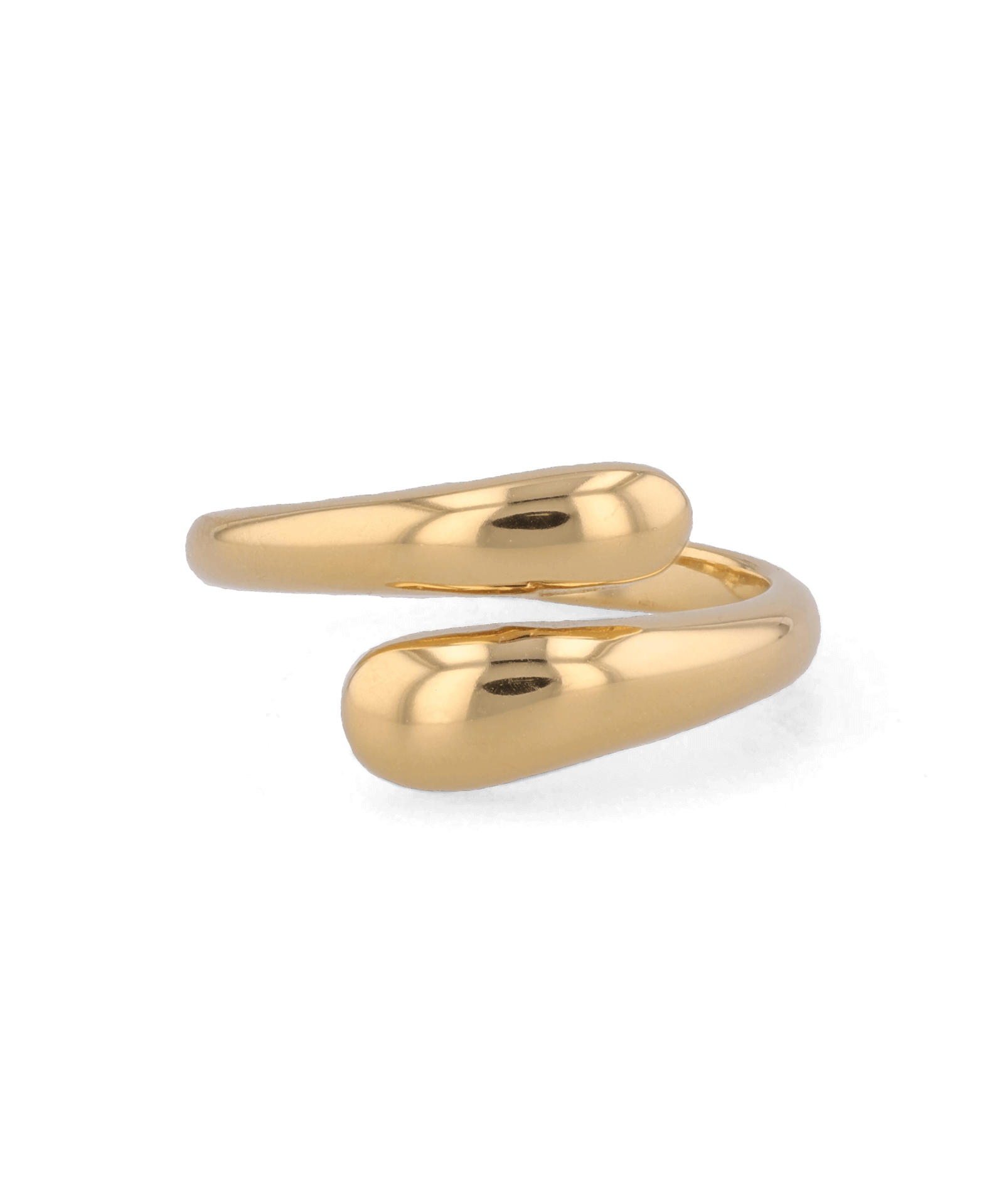 Swerve gold wrap ring by Lavana with polished bypass curve