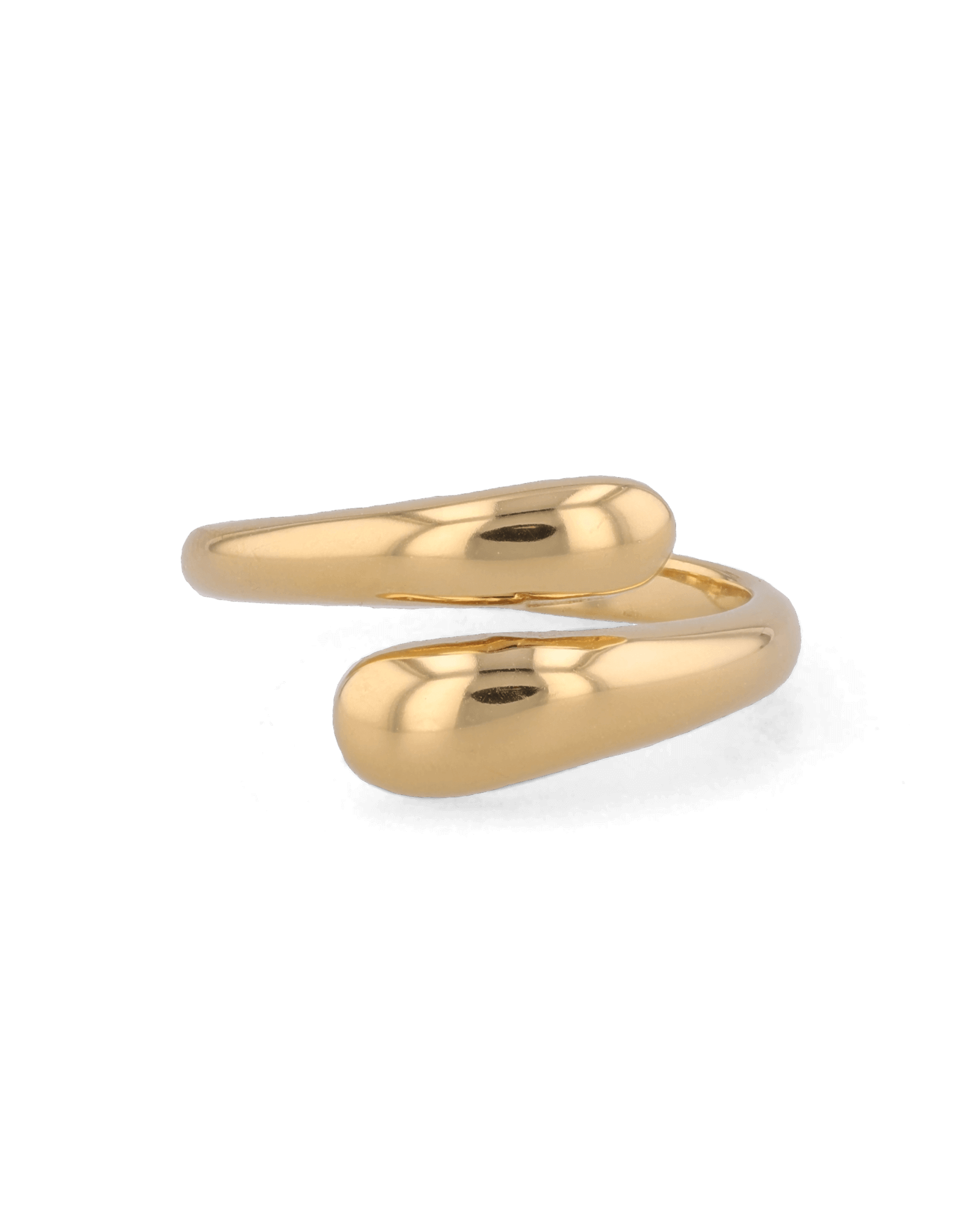 Swerve gold wrap ring by Lavana with polished bypass curve