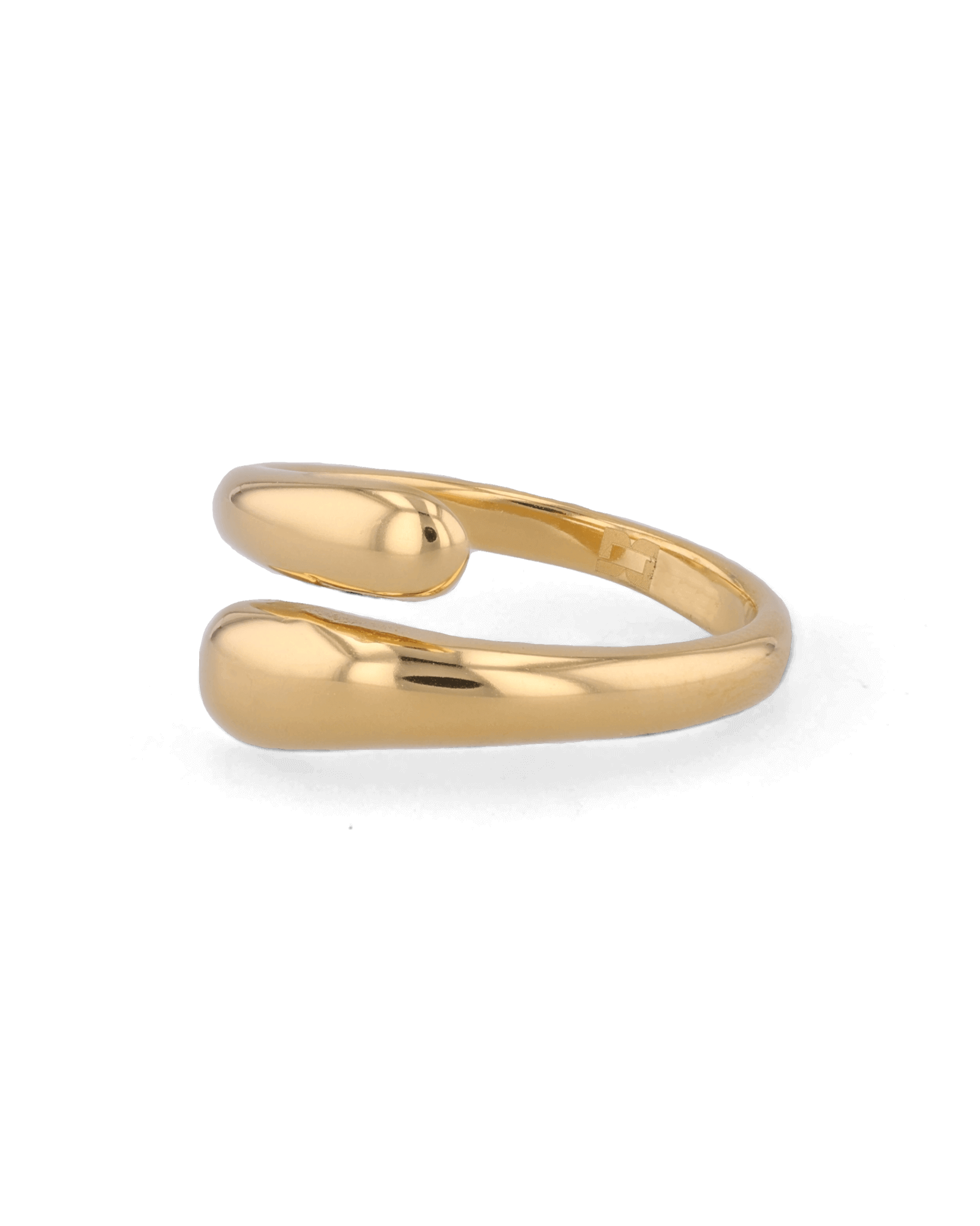 Swerve gold wrap ring by Lavana with polished bypass curve