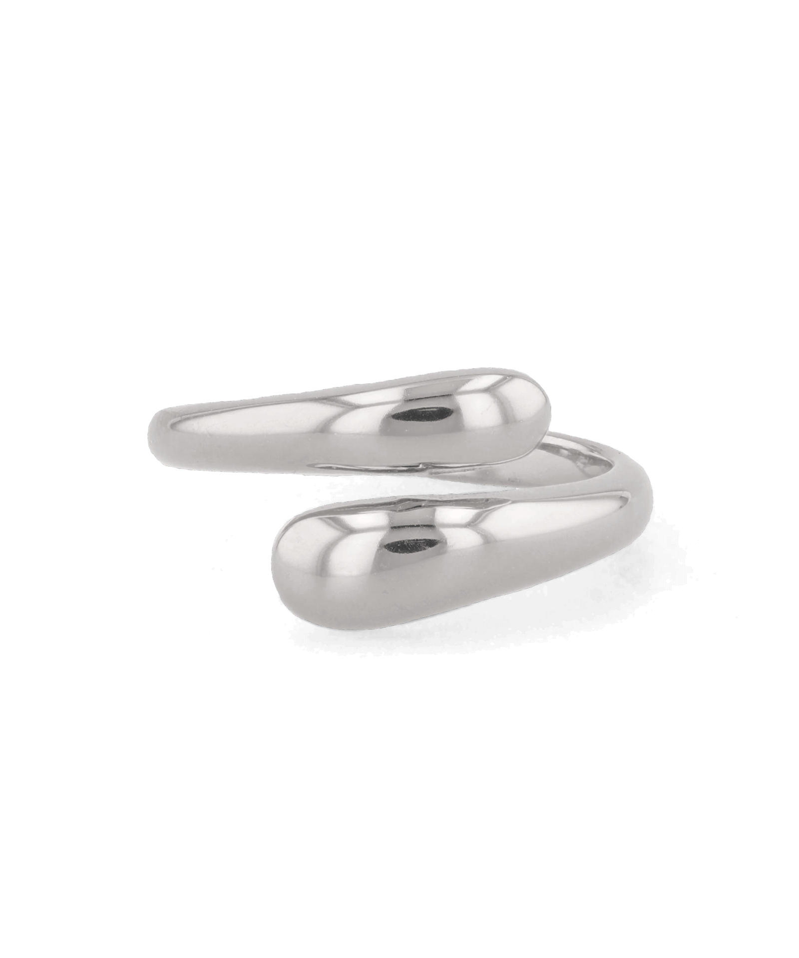 Swerve silver wrap ring by Lavana with polished bypass curve