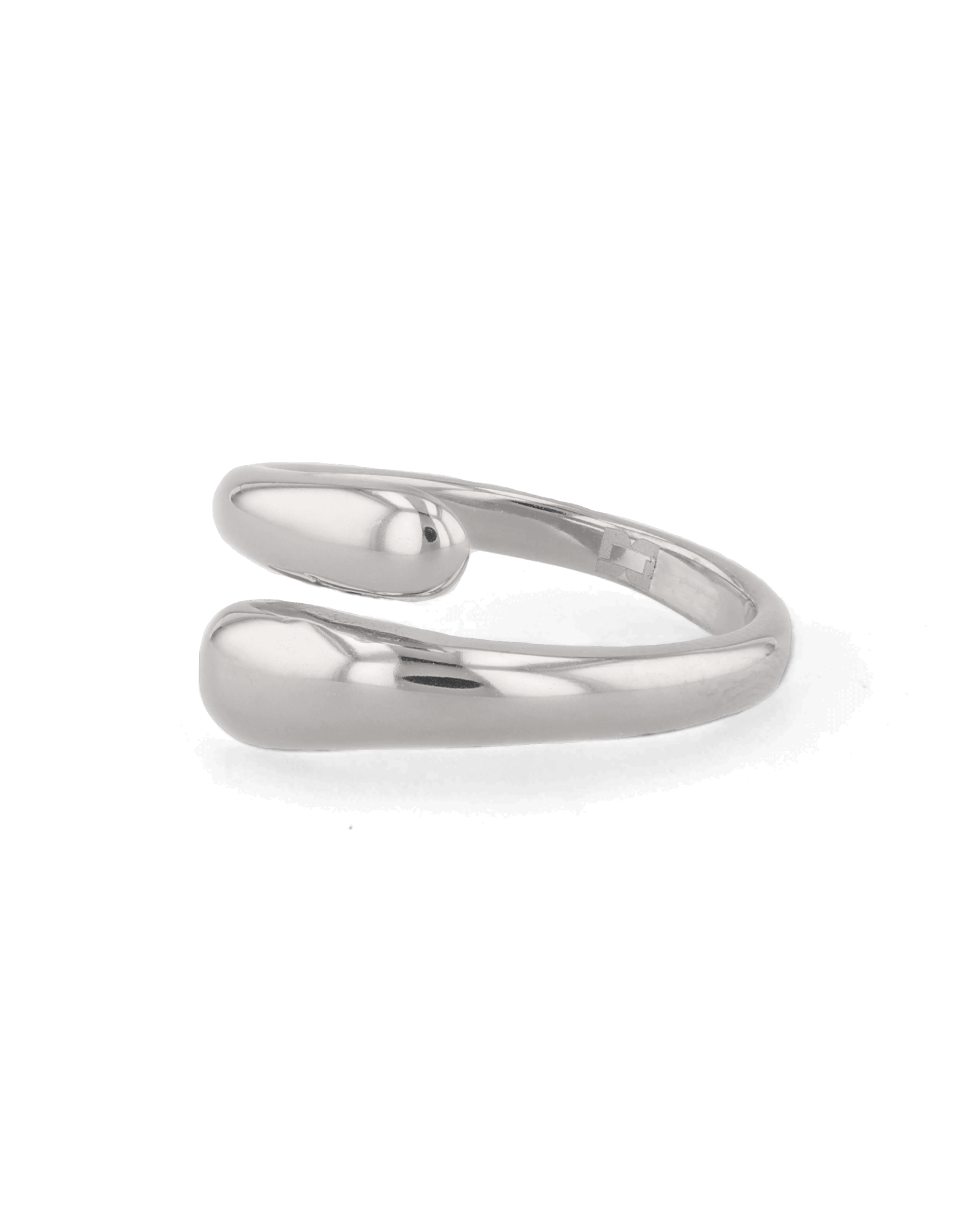 Swerve silver wrap ring by Lavana with polished bypass curve