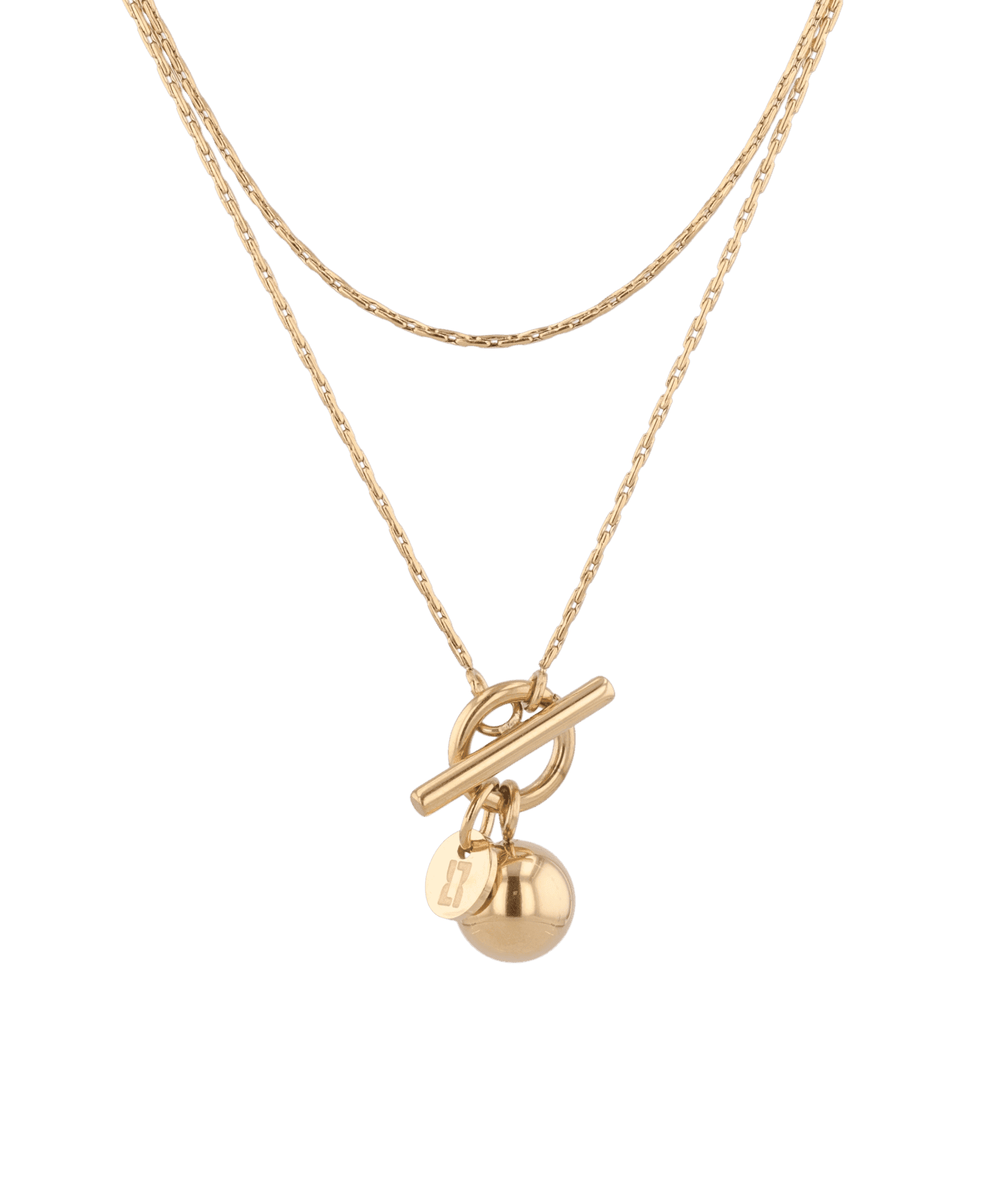 T-bar Lariat Gold Chain Necklace by Lavana fine chain with polished T bar drop