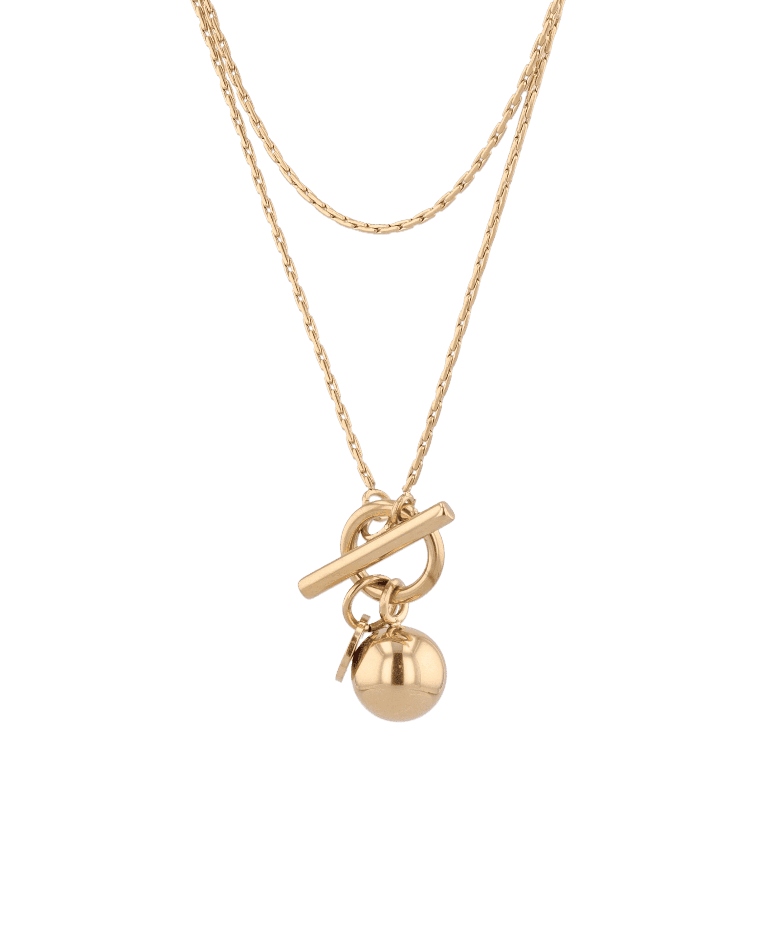 T-bar Lariat Gold Chain Necklace by Lavana fine chain with polished T bar drop