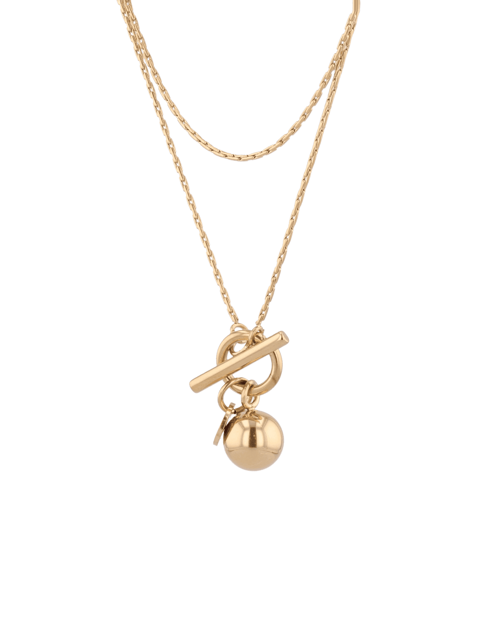 T-bar Lariat Gold Chain Necklace by Lavana fine chain with polished T bar drop