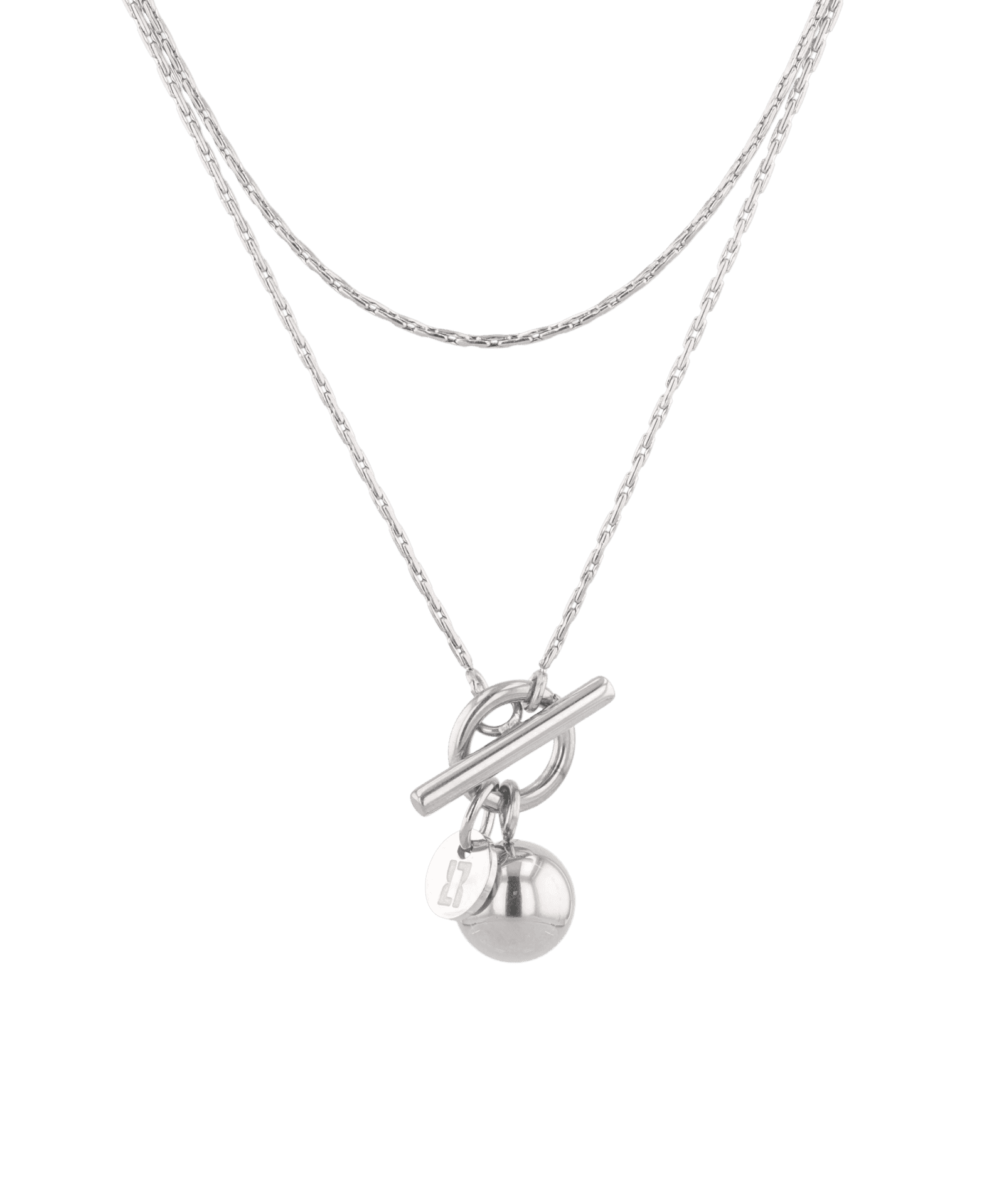 T-bar Lariat Silver Chain Necklace by Lavana fine chain with polished T bar drop
