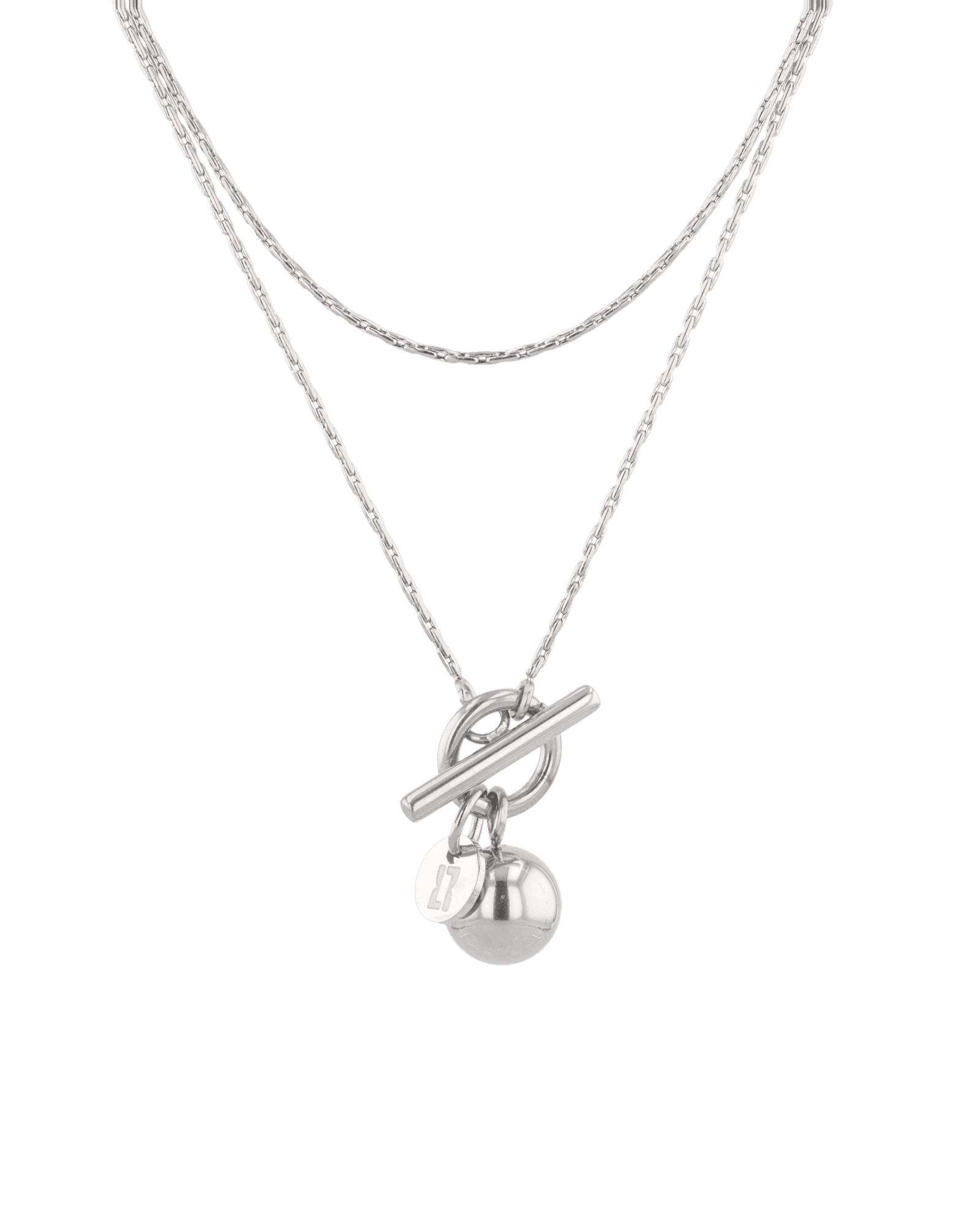 T-bar Lariat Silver Chain Necklace by Lavana fine chain with polished T bar drop
