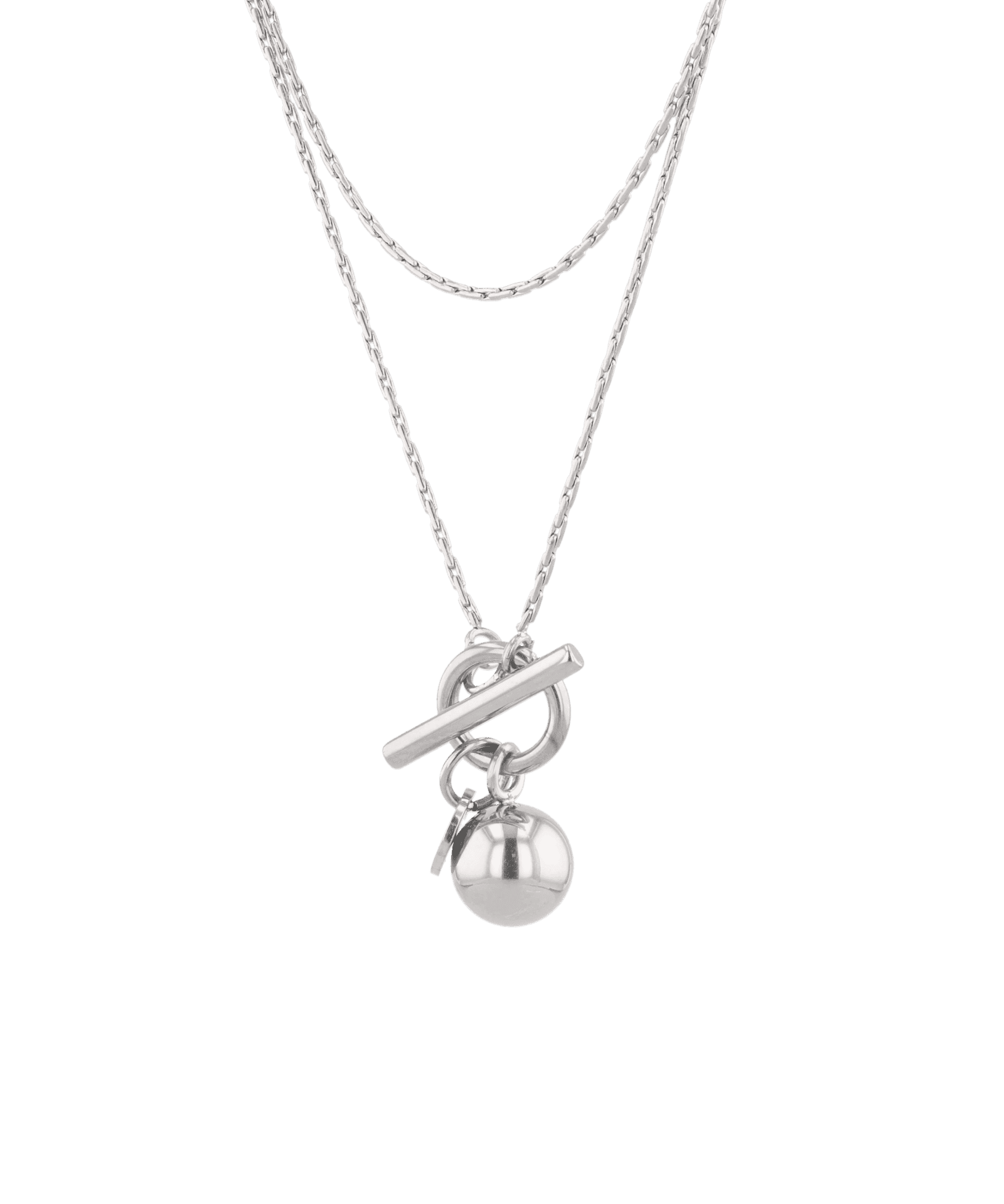 T-bar Lariat Silver Chain Necklace by Lavana fine chain with polished T bar drop