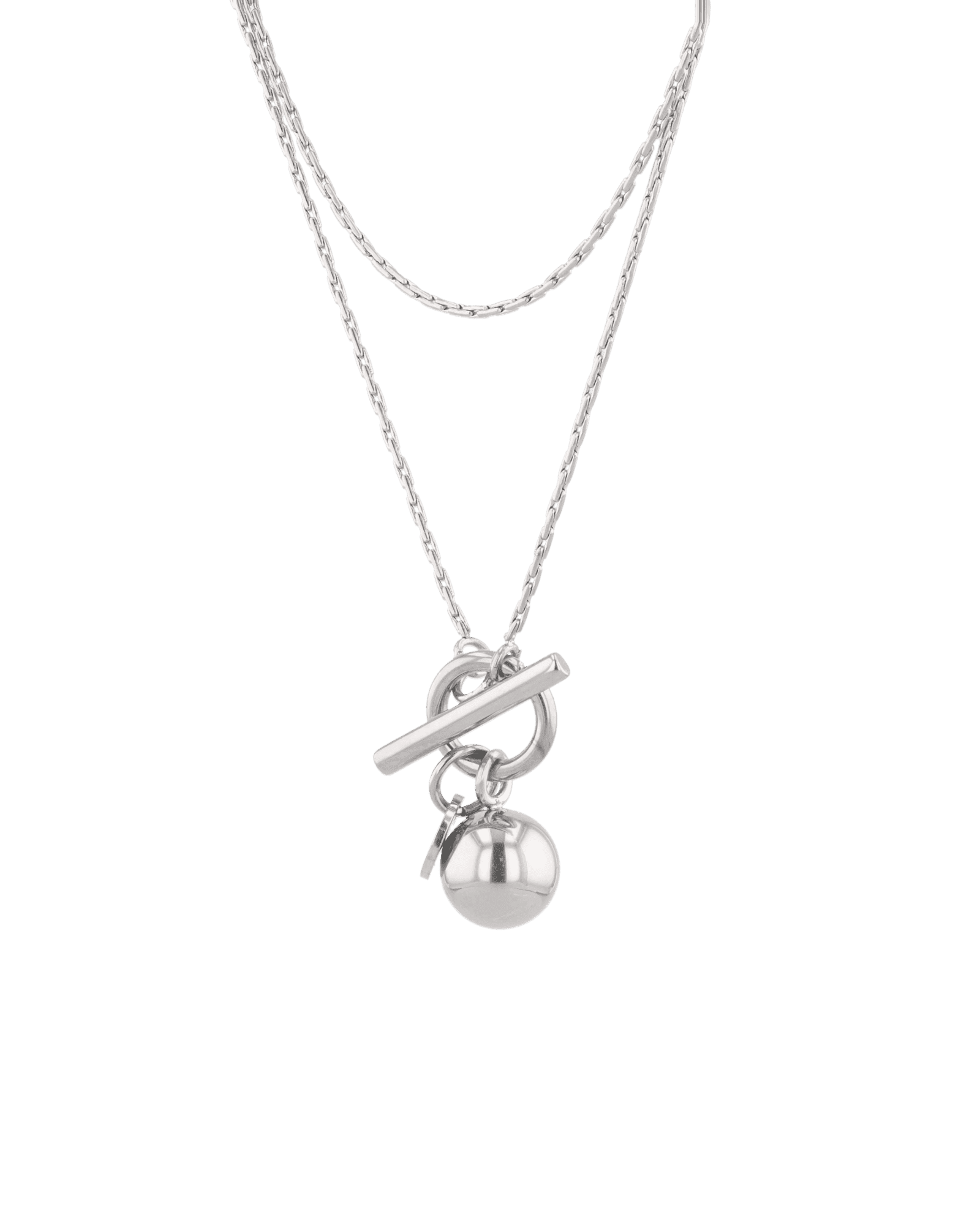 T-bar Lariat Silver Chain Necklace by Lavana fine chain with polished T bar drop