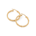 Tango Gold Hoop Earrings by Lavana, full hoop with half polished half textured flat profile