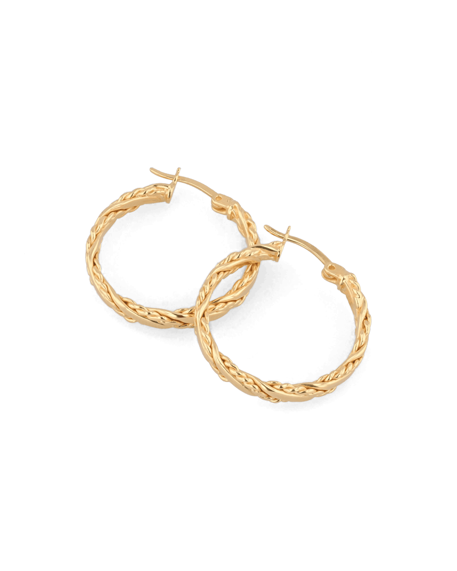 Tango Gold Hoop Earrings by Lavana, full hoop with half polished half textured flat profile