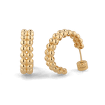 Tiny Pebbles Gold Hoop Earrings by Lavana, double row of polished beads in an open hoop