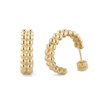 Tiny Pebbles Gold Hoop Earrings by Lavana, double row of polished beads in an open hoop