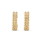 Tiny Pebbles Gold Hoop Earrings by Lavana, double row of polished beads in an open hoop