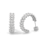 Tiny Pebbles Sterling Silver Hoop Earrings by Lavana, two rows of polished beads in an open hoop