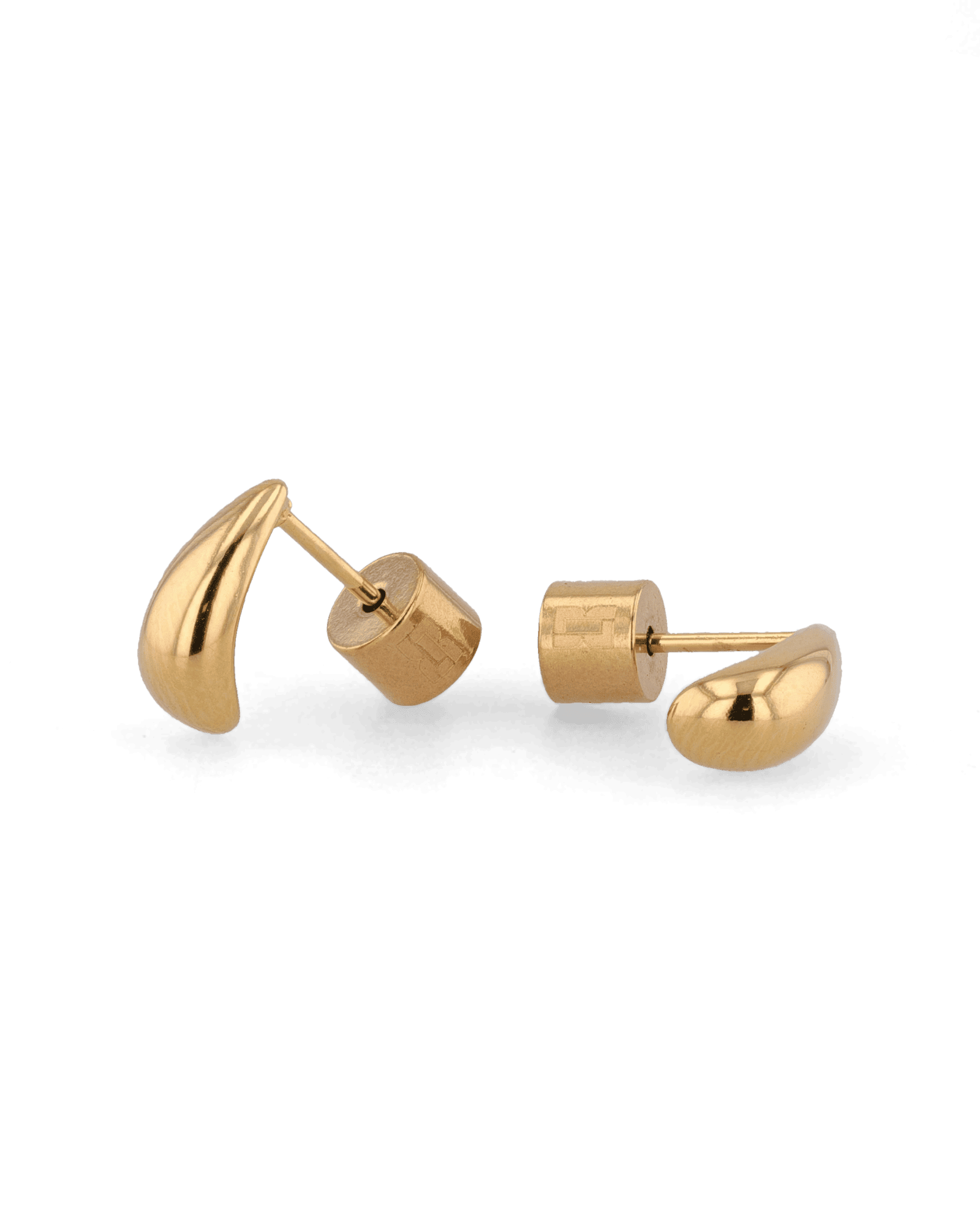 Tiny Raindrop Gold Stud Earrings by LAVANA, petite polished teardrop studs