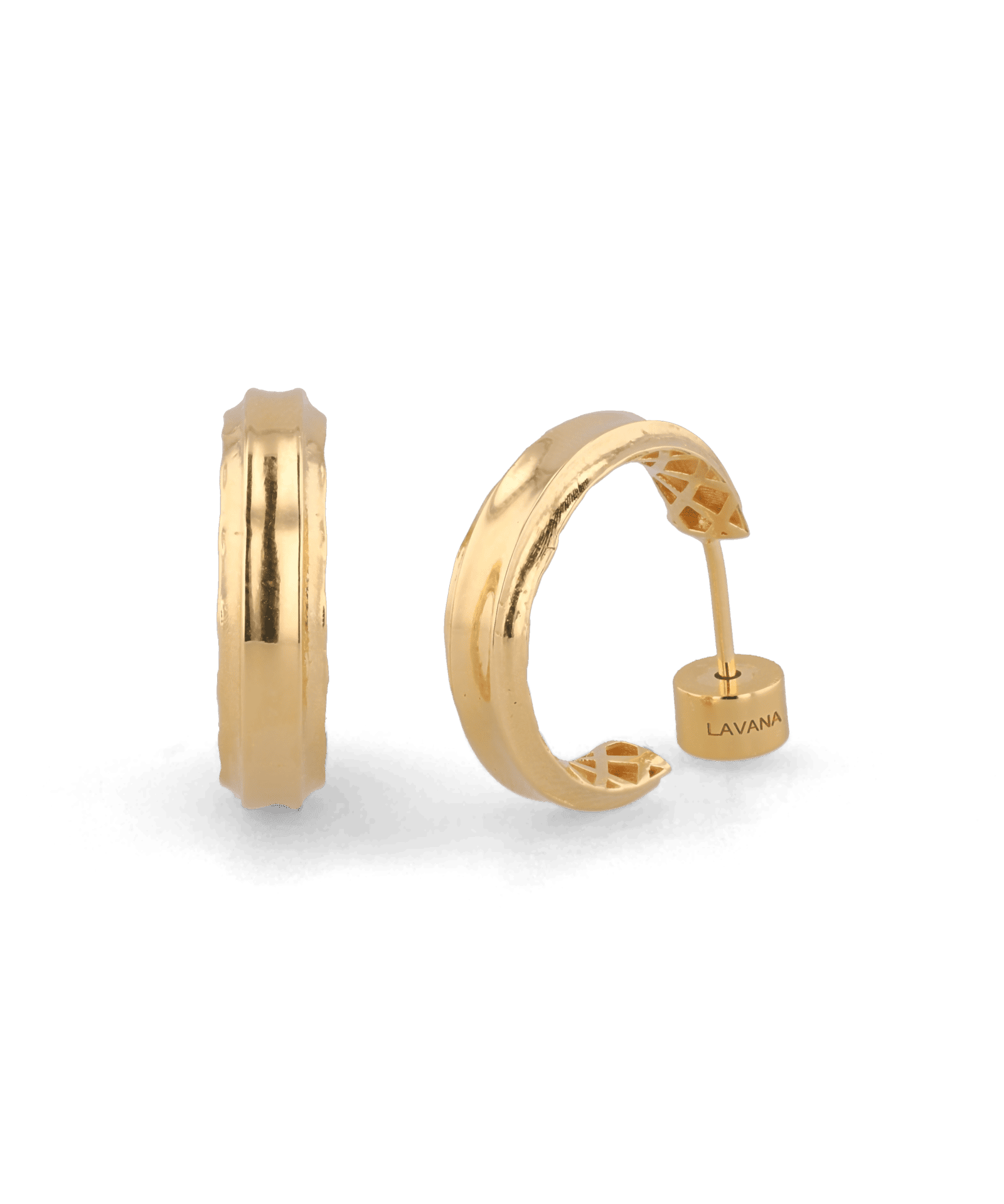 Tranquil Gold Hoop Earrings by Lavana, layered front with inner patterned gallery