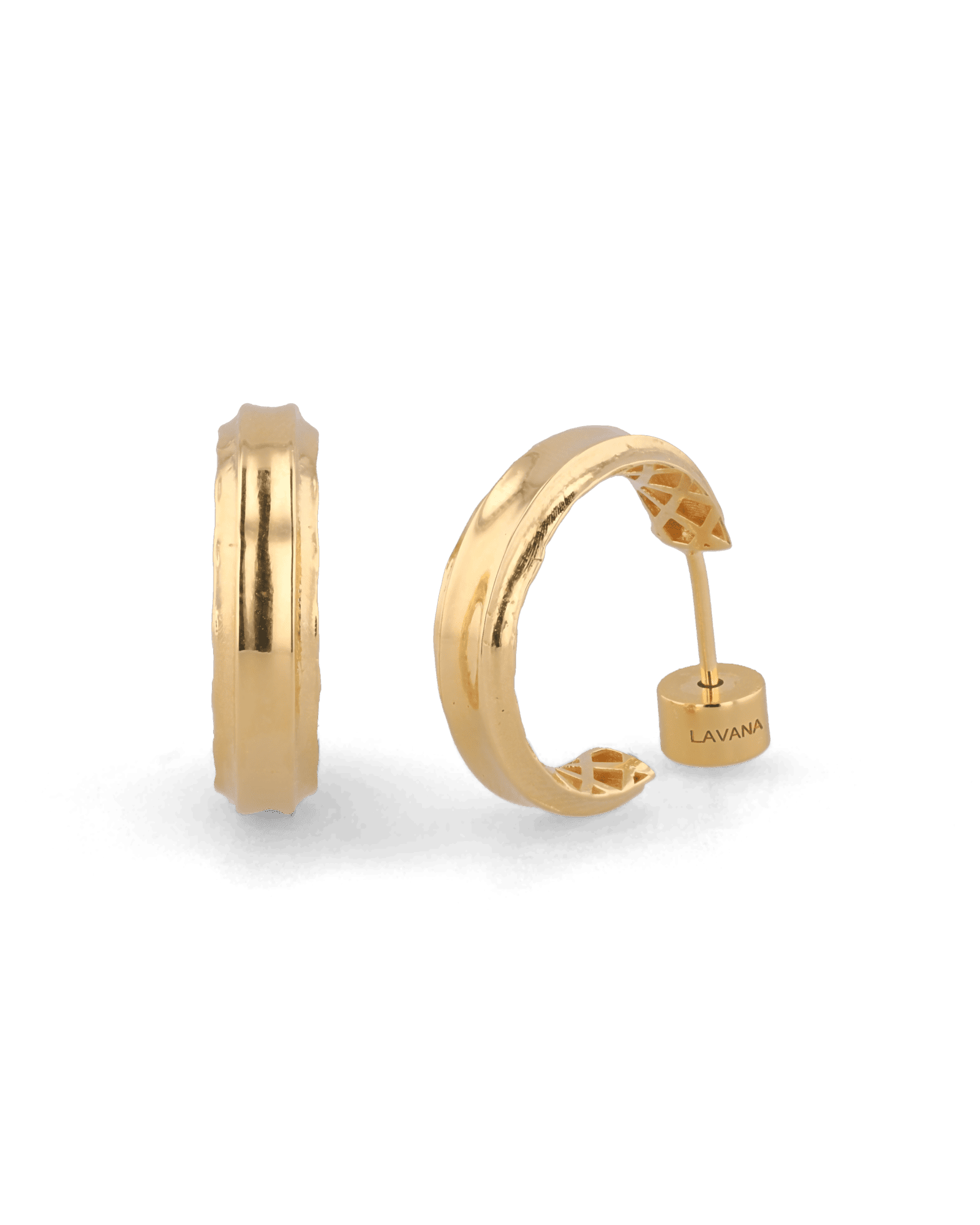Tranquil Gold Hoop Earrings by Lavana, layered front with inner patterned gallery