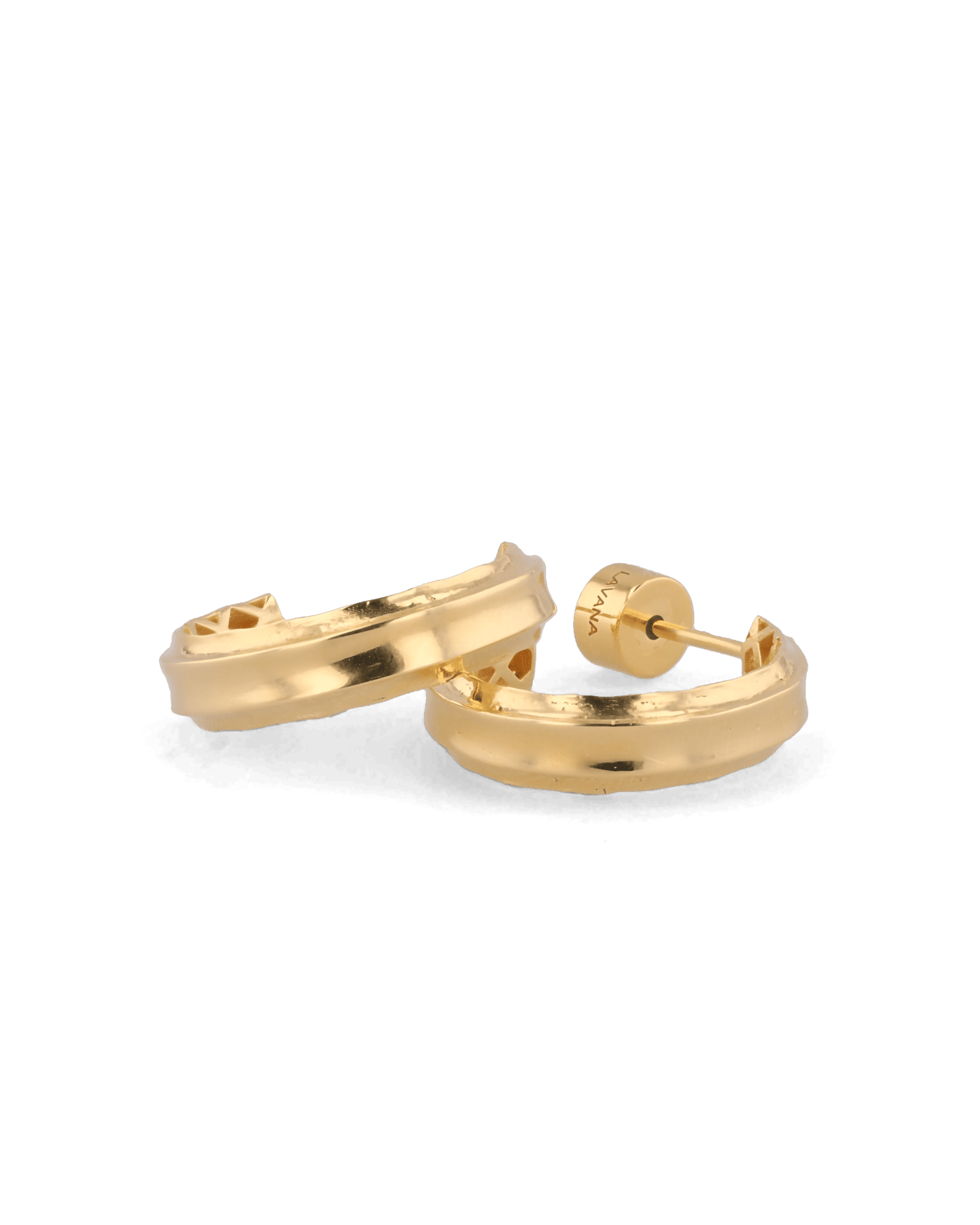 Tranquil Gold Hoop Earrings by Lavana, layered front with inner patterned gallery