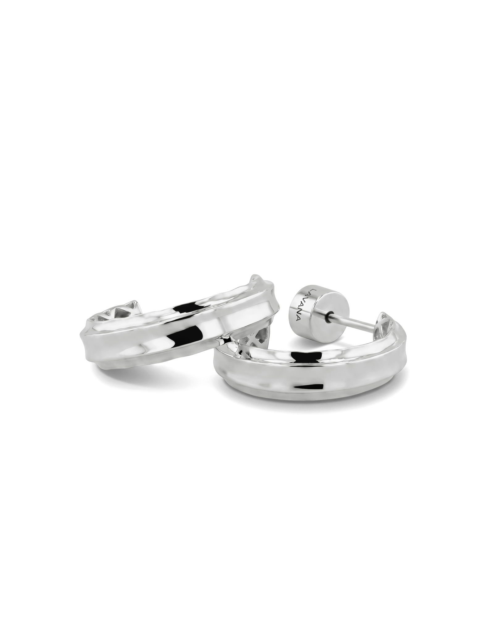 Tranquil Silver Hoop Earrings by Lavana, layered front with inner patterned gallery