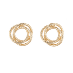 Trinity Gold Stud Earrings by LAVANA, polished swirl circle studs
