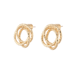 Trinity Gold Stud Earrings by LAVANA, polished swirl circle studs