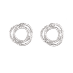 Trinity Silver Stud Earrings by LAVANA, polished swirl circle studs