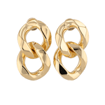 Twin Link Gold Drop Earrings by LAVANA, interlocked polished links