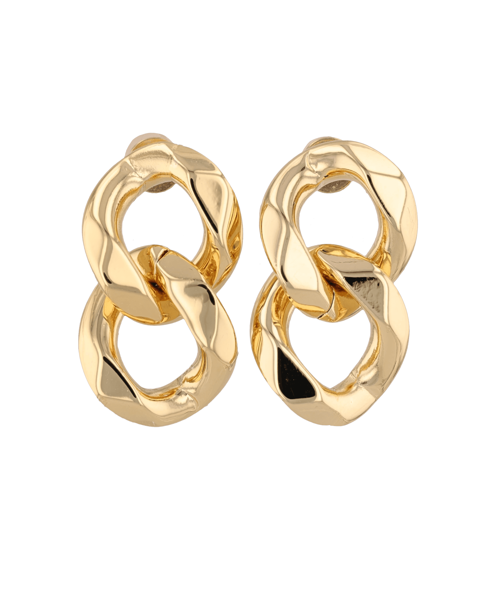 Twin Link Gold Drop Earrings by LAVANA, interlocked polished links