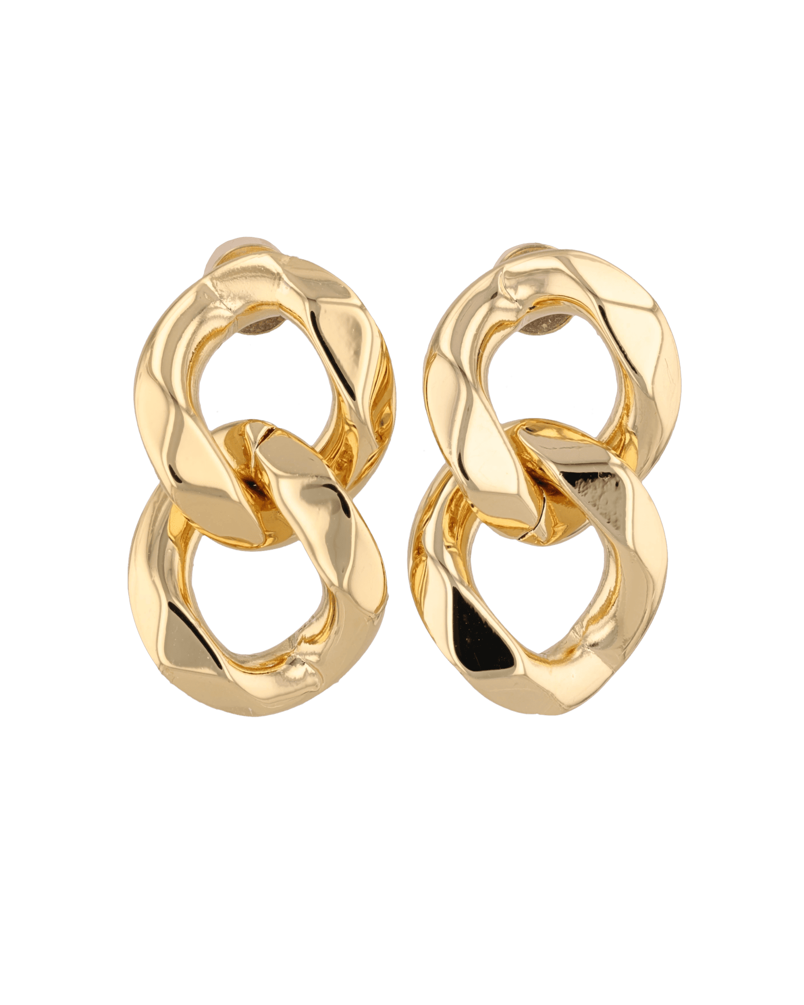 Twin Link Gold Drop Earrings by LAVANA, interlocked polished links
