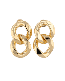 Twin Link Gold Drop Earrings by LAVANA, interlocked polished links