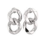 Twin Link Silver Drop Earrings by LAVANA, interlocked polished links