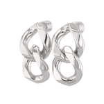 Twin Link Silver Drop Earrings by LAVANA, interlocked polished links