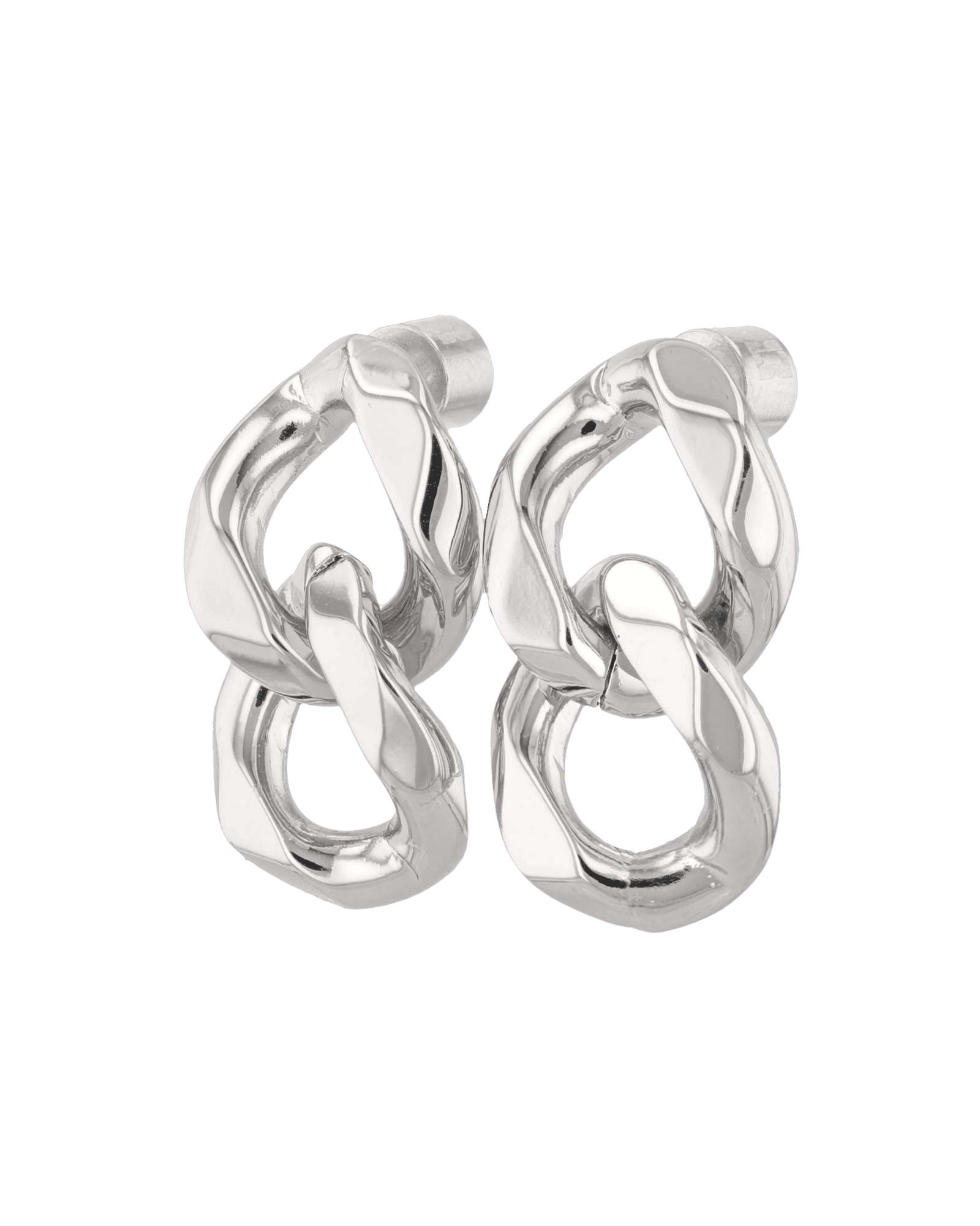 Twin Link Silver Drop Earrings by LAVANA, interlocked polished links