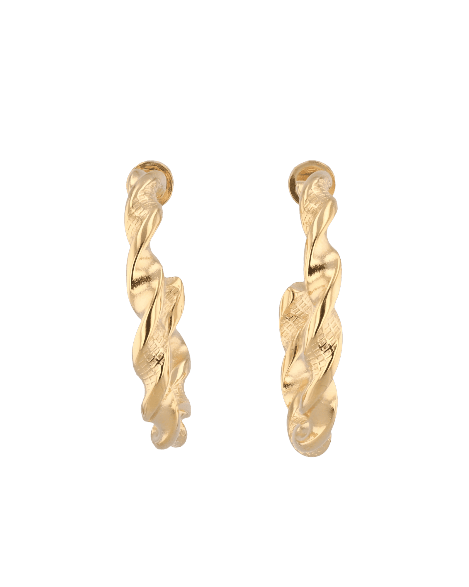 Twist Textured Gold Hoop Earrings by LAVANA, large sculptural twisted hoops
