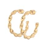 Twist Textured Gold Hoop Earrings by LAVANA, large sculptural twisted hoops