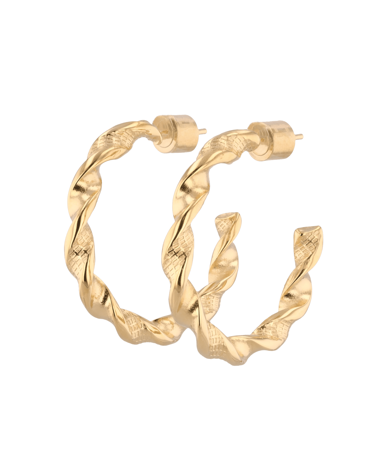 Twist Textured Gold Hoop Earrings by LAVANA, large sculptural twisted hoops