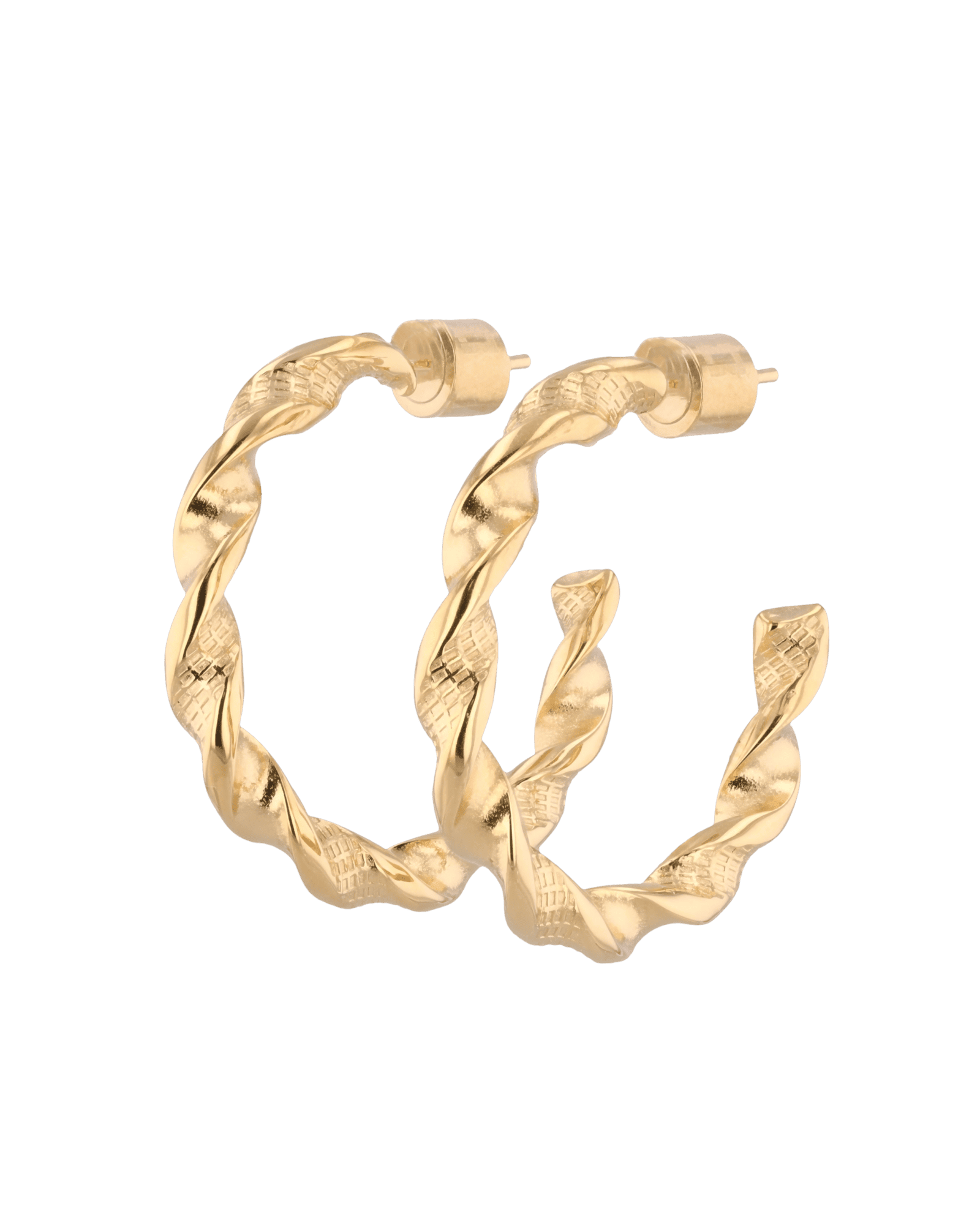 Twist Textured Gold Hoop Earrings by LAVANA, large sculptural twisted hoops