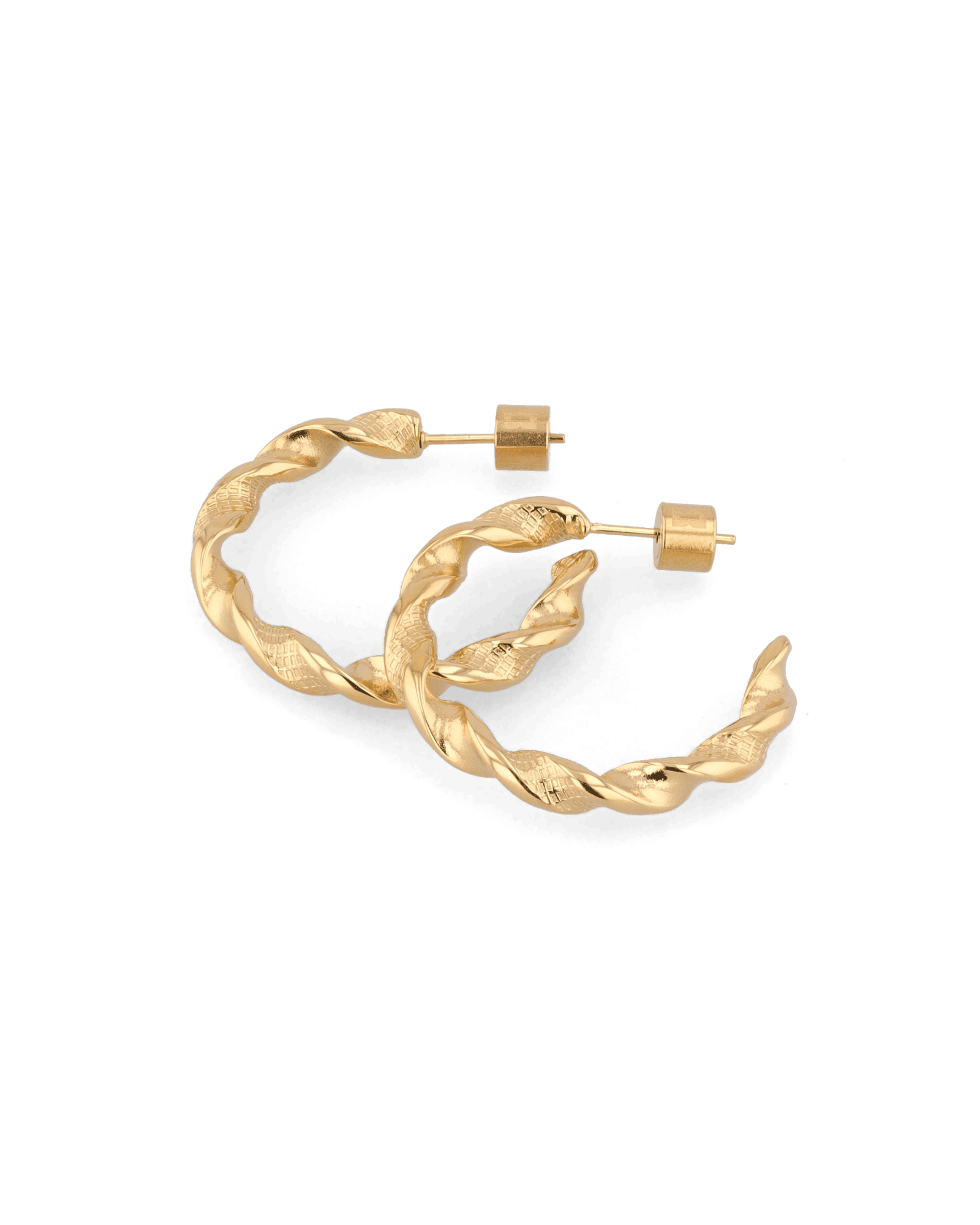 Twist Textured Gold Hoop Earrings by LAVANA, large sculptural twisted hoops