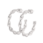 Twist Textured Silver Hoop Earrings by LAVANA, large sculptural twisted hoops