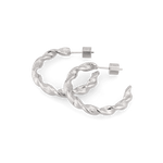Twist Textured Silver Hoop Earrings by LAVANA, large sculptural twisted hoops