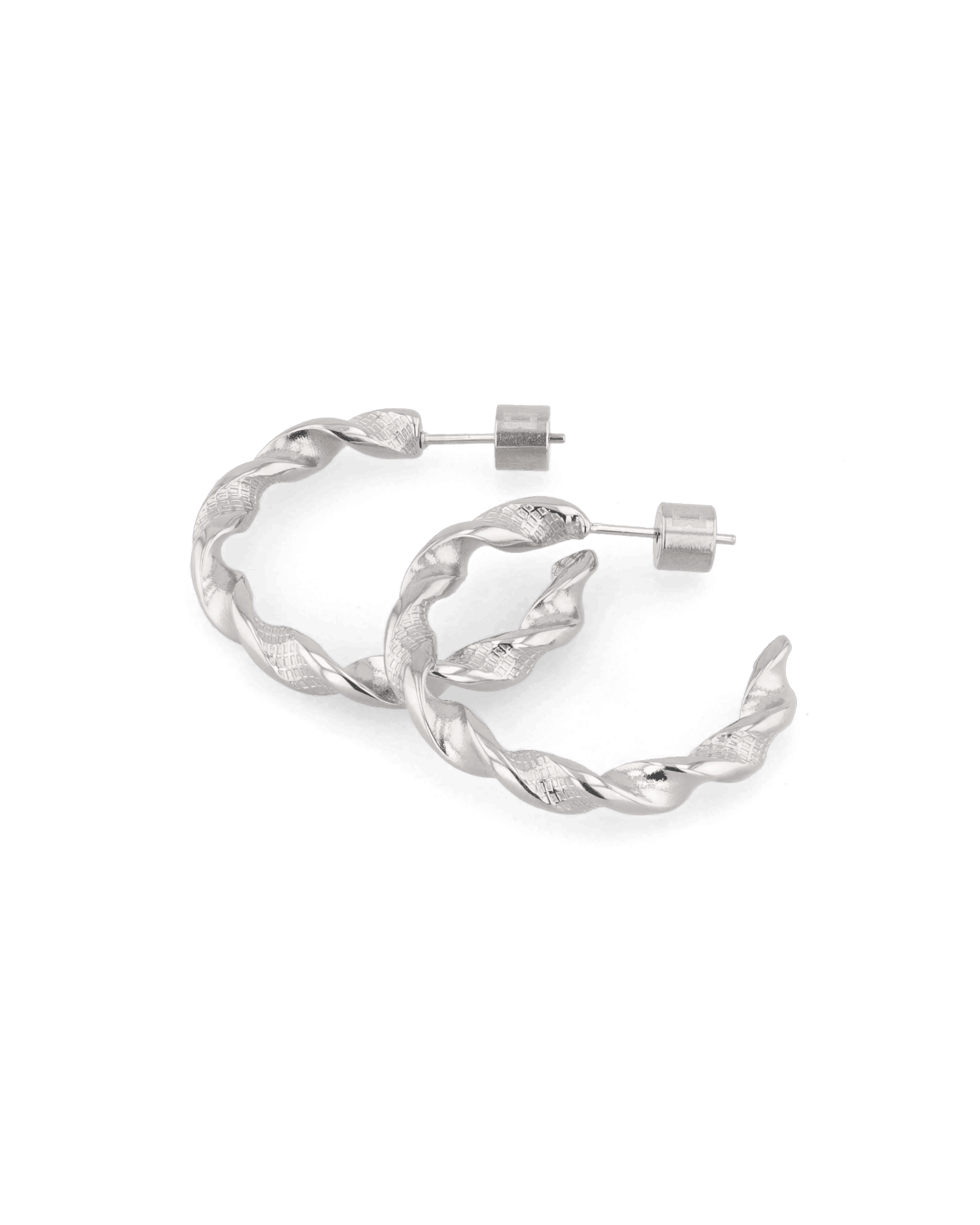 Twist Textured Silver Hoop Earrings by LAVANA, large sculptural twisted hoops