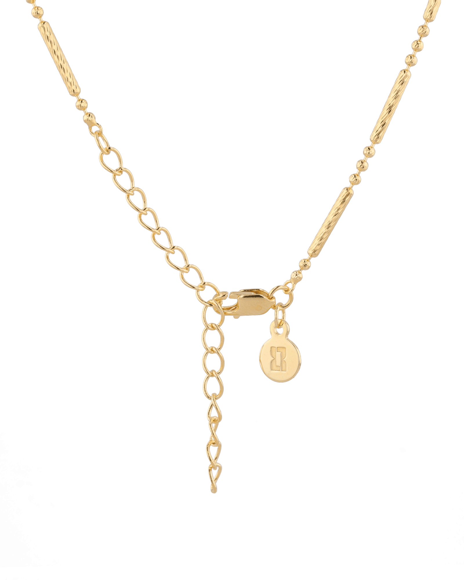 Valencia Beaded Tube Gold Chain Necklace by Lavana, with fine chain and polished beaded tube stations, clasp