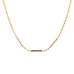 Valencia Beaded Tube Gold Chain Necklace by Lavana, with fine chain and polished beaded tube stations, front view