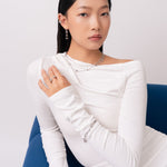 Verona Gold Paperclip Chain Necklace by Lavana, on model with modern elongated polished links 