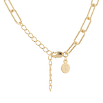 Verona Gold Paperclip Chain Necklace by Lavana, with elongated, polished links, clasp